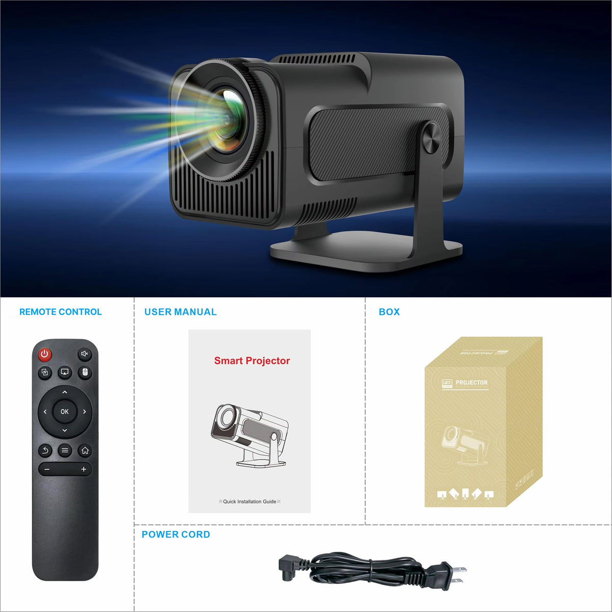 Portable Mini Projector 1080p Full HD — Android WiFi LED, 150-Inch
