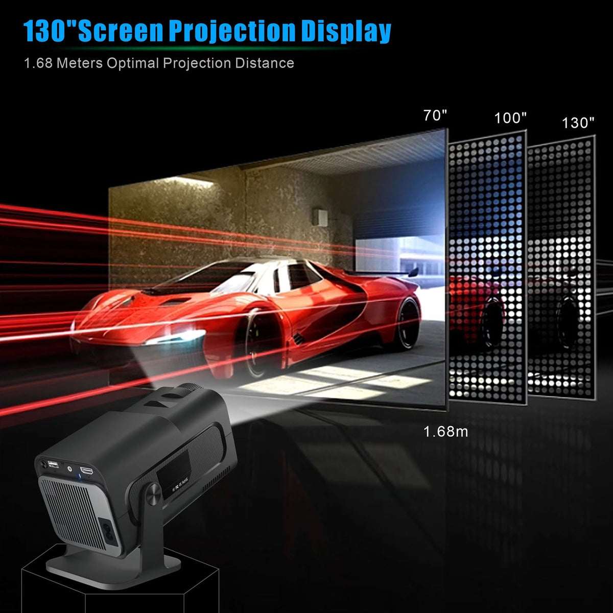 Portable Mini Projector 1080p Full HD — Android WiFi LED, 150-Inch