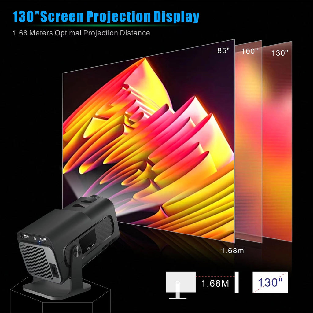 Portable Mini Projector 1080p Full HD — Android WiFi LED, 150-Inch