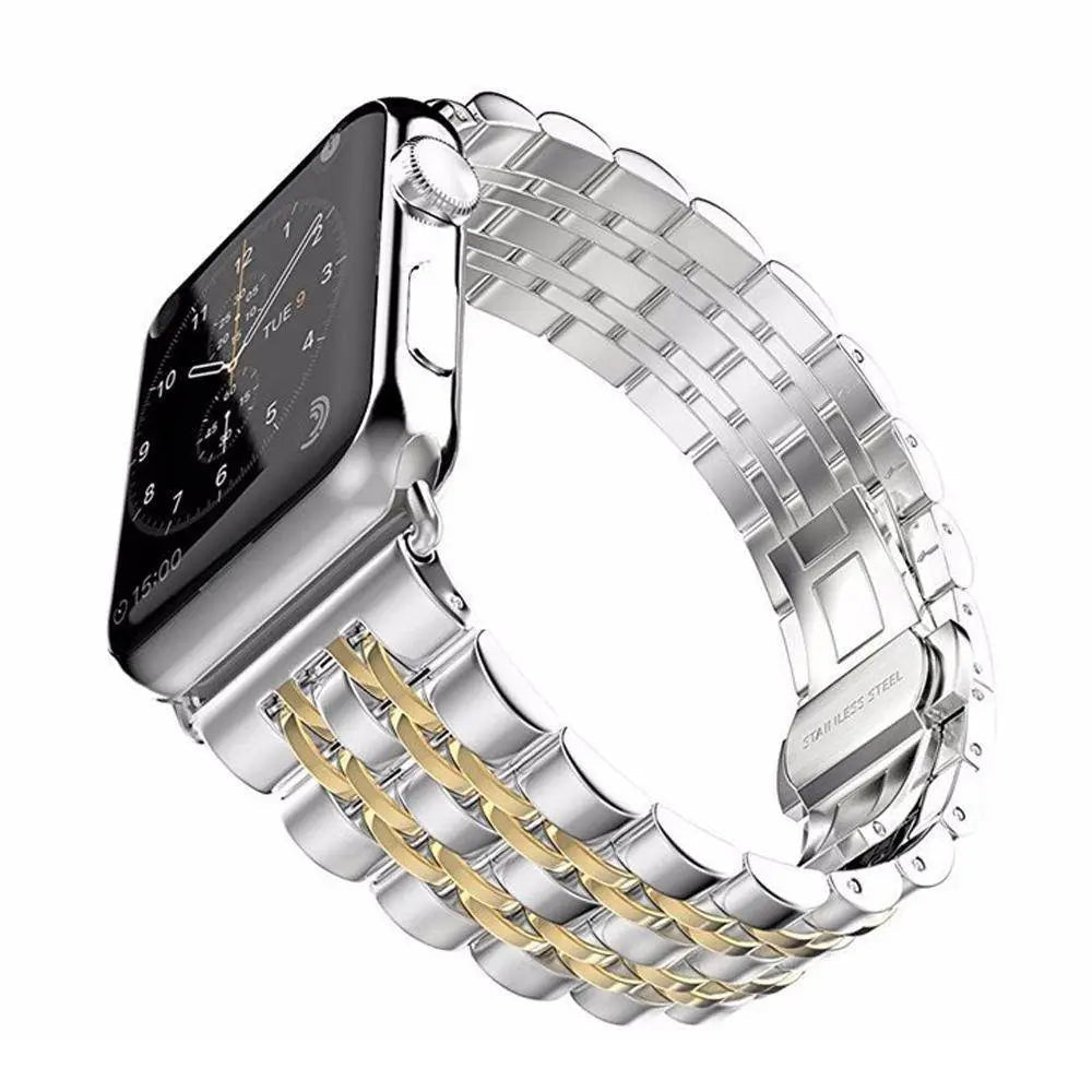 プレミアム3列メタルApple Watchストラップ、38–49mm、4色