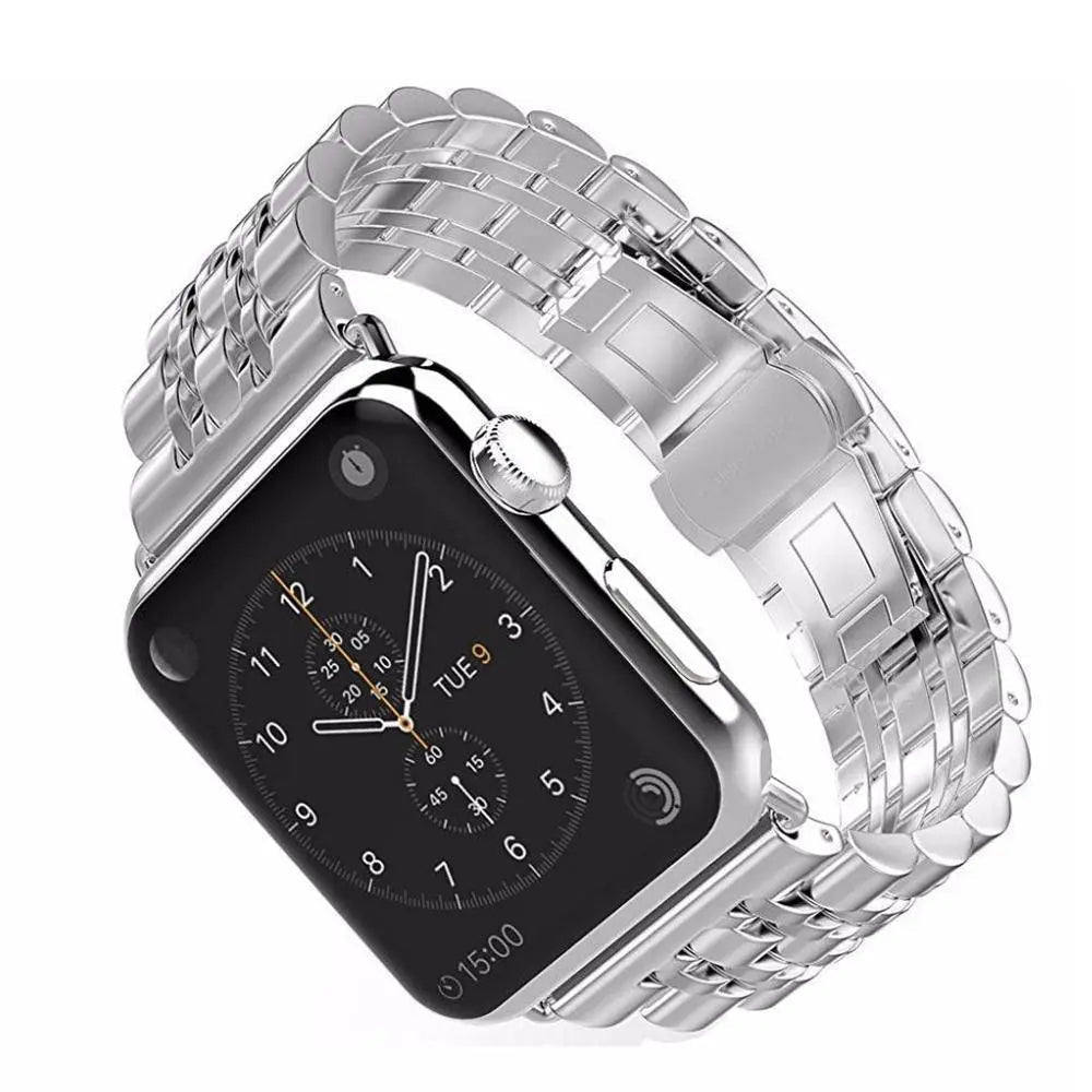 プレミアム3列メタルApple Watchストラップ、38–49mm、4色