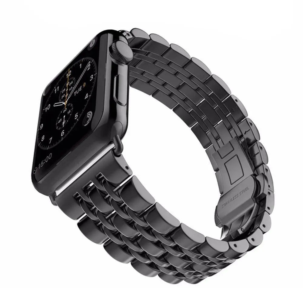 プレミアム3列メタルApple Watchストラップ、38–49mm、4色