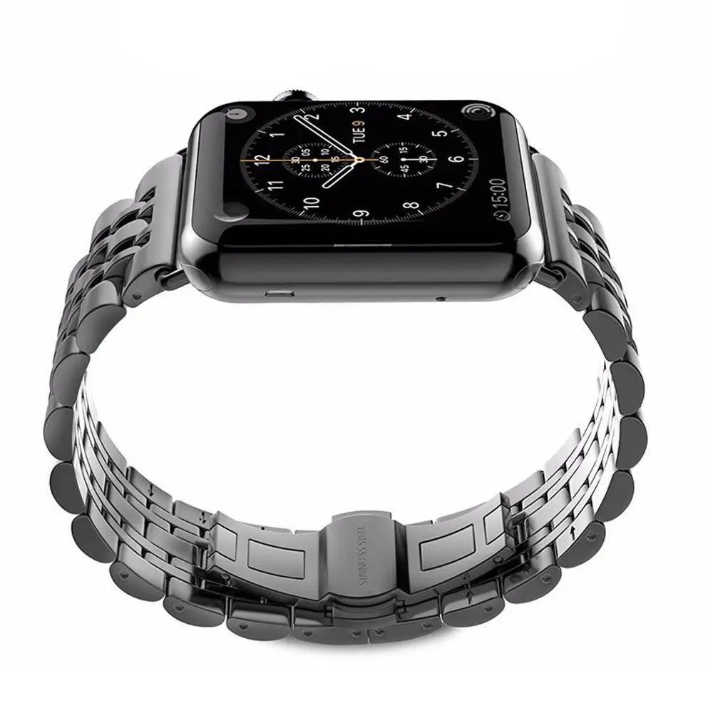 プレミアム3列メタルApple Watchストラップ、38–49mm、4色