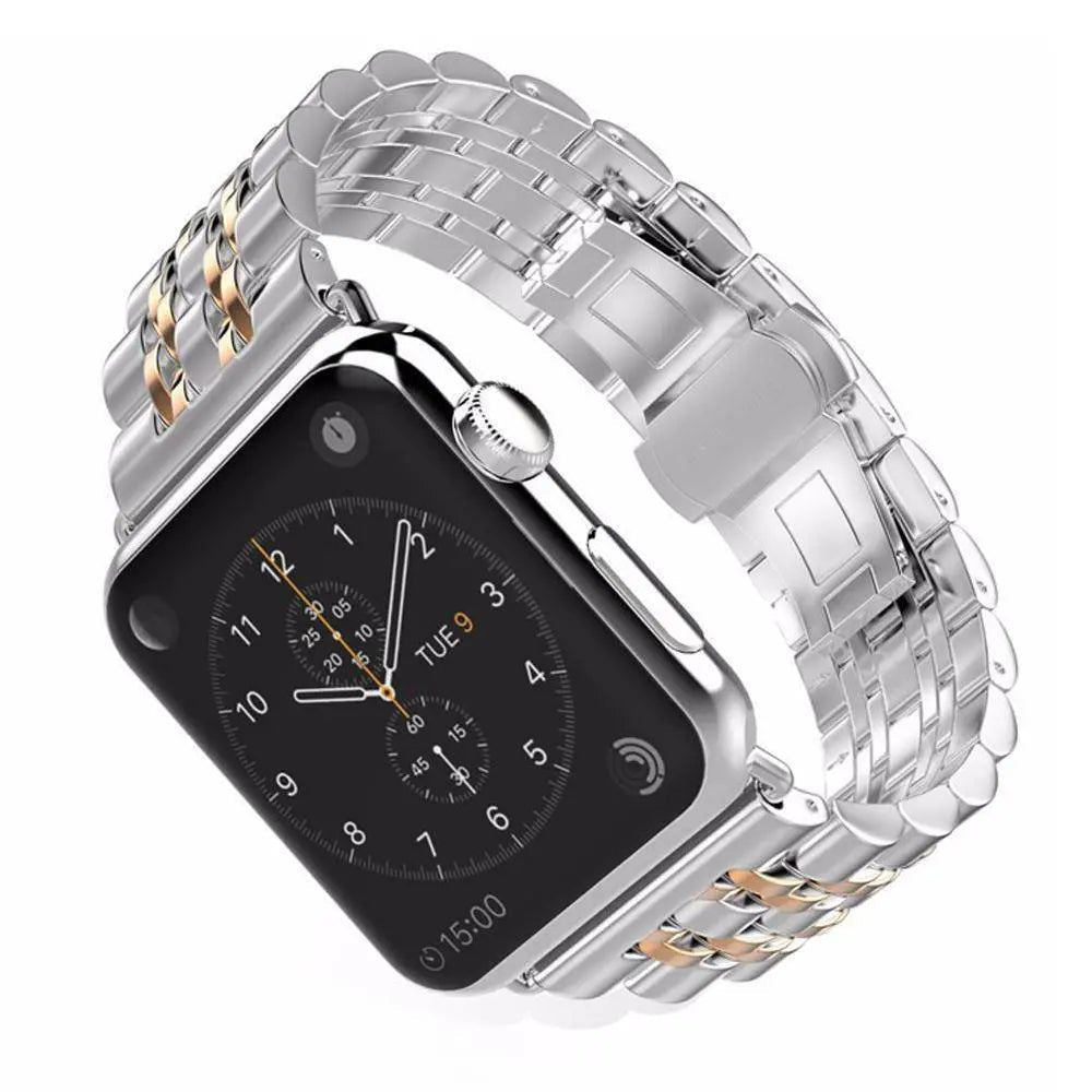 プレミアム3列メタルApple Watchストラップ、38–49mm、4色