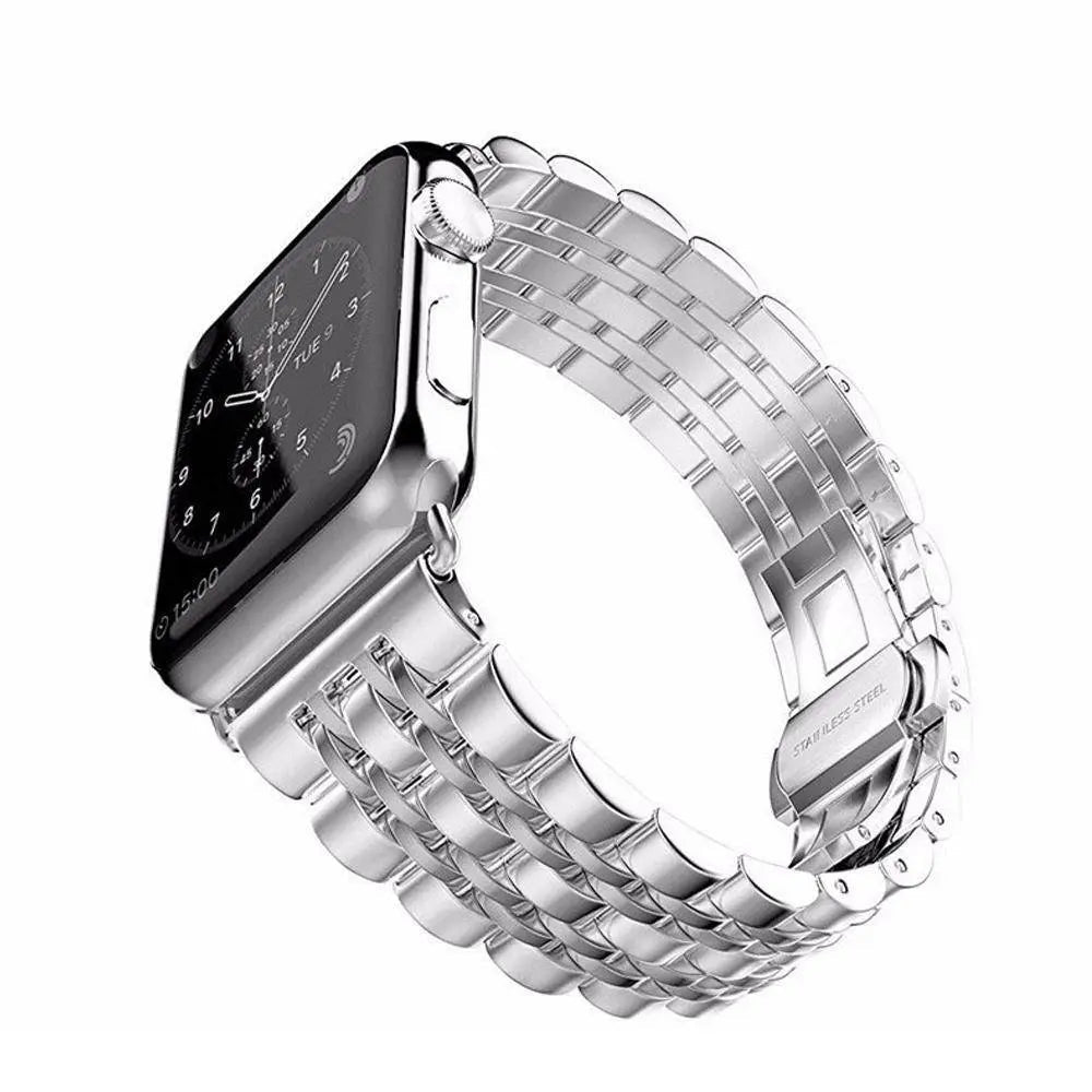プレミアム3列メタルApple Watchストラップ、38–49mm、4色