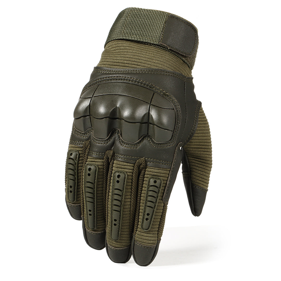 Tactische handschoenen met halve vingerbedekking - leren handpalm, katoenen rug