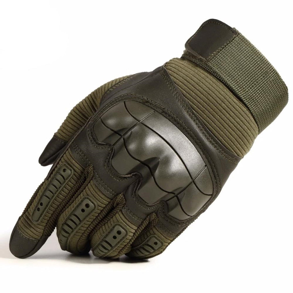 Tactische handschoenen met halve vingerbedekking - leren handpalm, katoenen rug