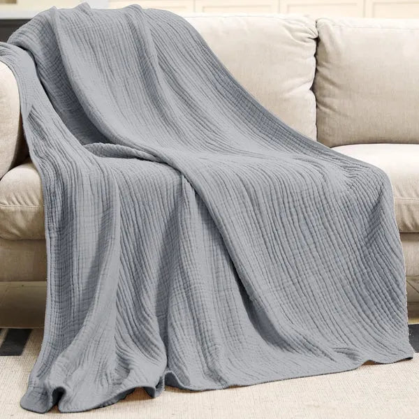 Breathable Polyester Plush Throw Blanket — Soft Year-Round Layer