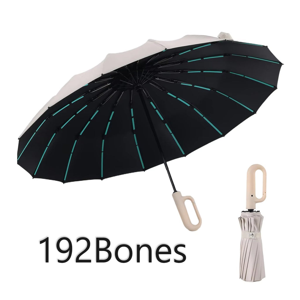 Robuuste, windbestendige paraplu met automatische opening en een doek van 47 inch – versterkte bescherming tegen storm, met één druk op de knop te openen, compact op te vouwen tot 15 inch voor