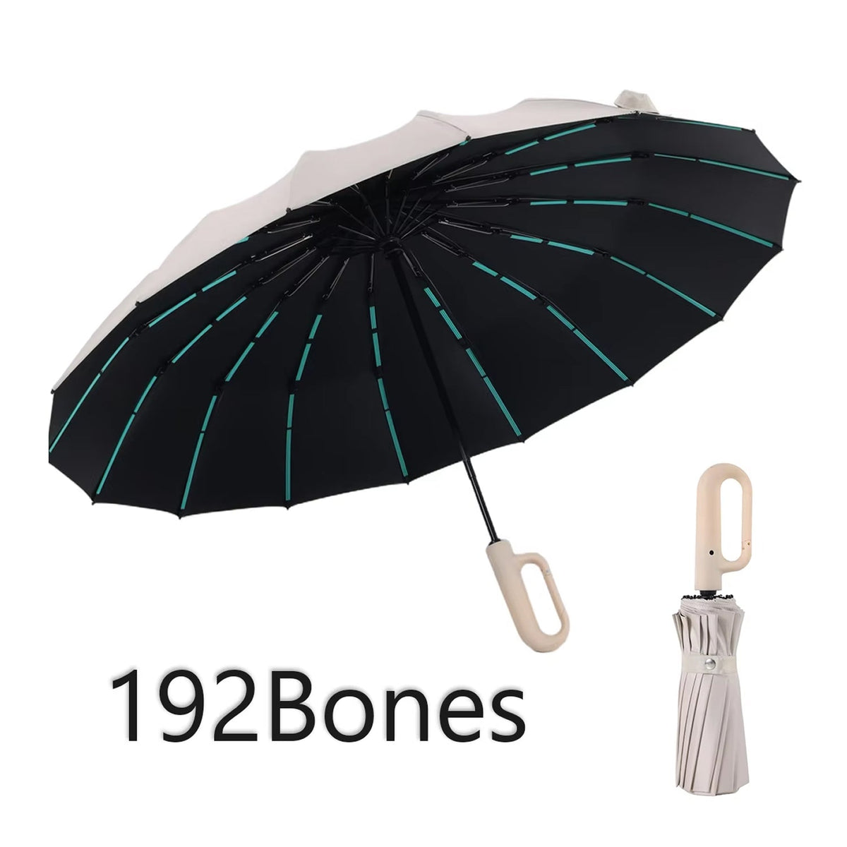 Robuuste, windbestendige paraplu met automatische opening en een doek van 47 inch – versterkte bescherming tegen storm, met één druk op de knop te openen, compact op te vouwen tot 15 inch voor