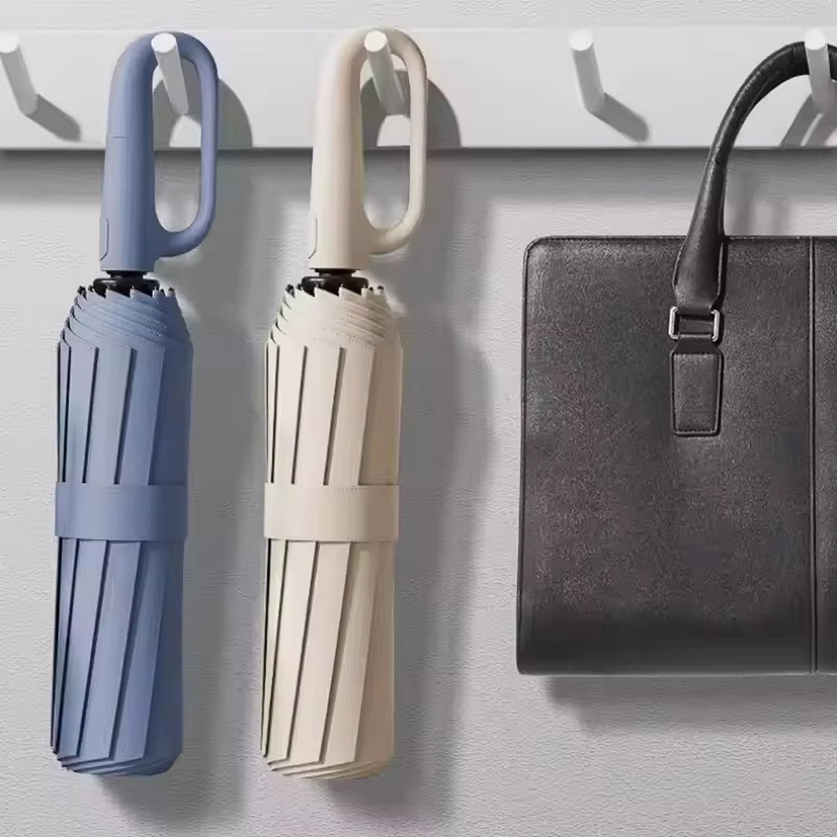 Robuuste, windbestendige paraplu met automatische opening en een doek van 47 inch – versterkte bescherming tegen storm, met één druk op de knop te openen, compact op te vouwen tot 15 inch voor