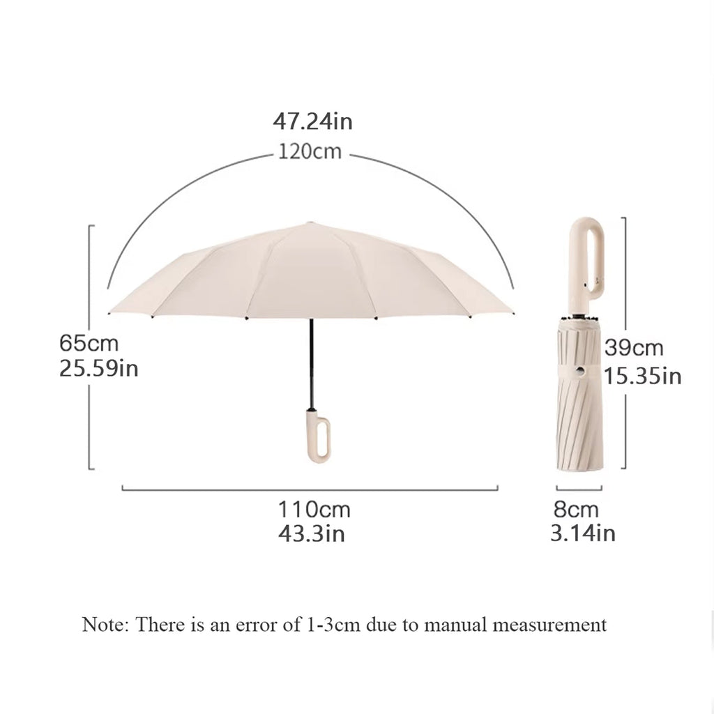 Robuuste, windbestendige paraplu met automatische opening en een doek van 47 inch – versterkte bescherming tegen storm, met één druk op de knop te openen, compact op te vouwen tot 15 inch voor
