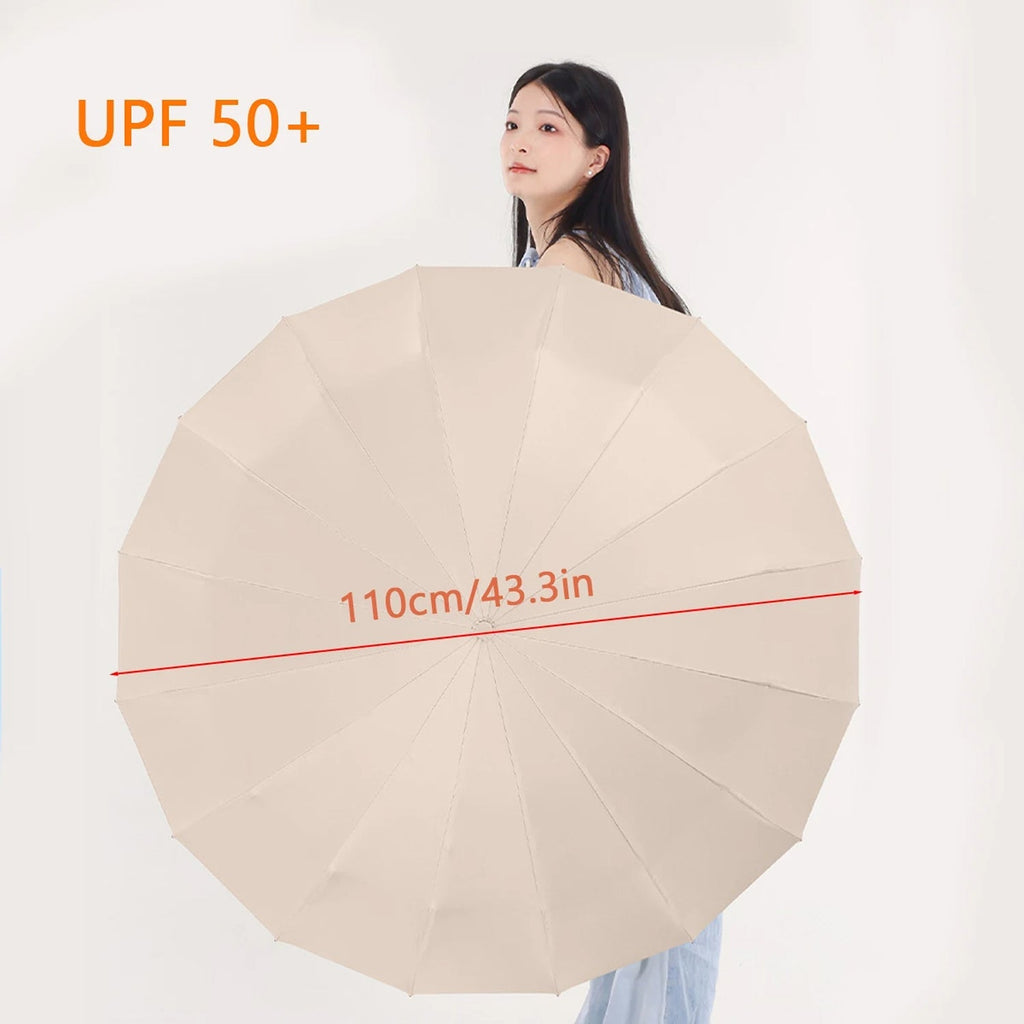 Robuuste, windbestendige paraplu met automatische opening en een doek van 47 inch – versterkte bescherming tegen storm, met één druk op de knop te openen, compact op te vouwen tot 15 inch voor