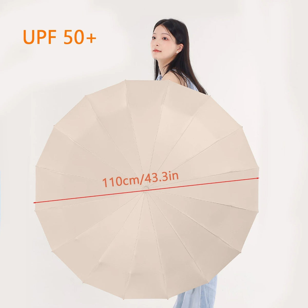 Robuuste, windbestendige paraplu met automatische opening en een doek van 47 inch – versterkte bescherming tegen storm, met één druk op de knop te openen, compact op te vouwen tot 15 inch voor