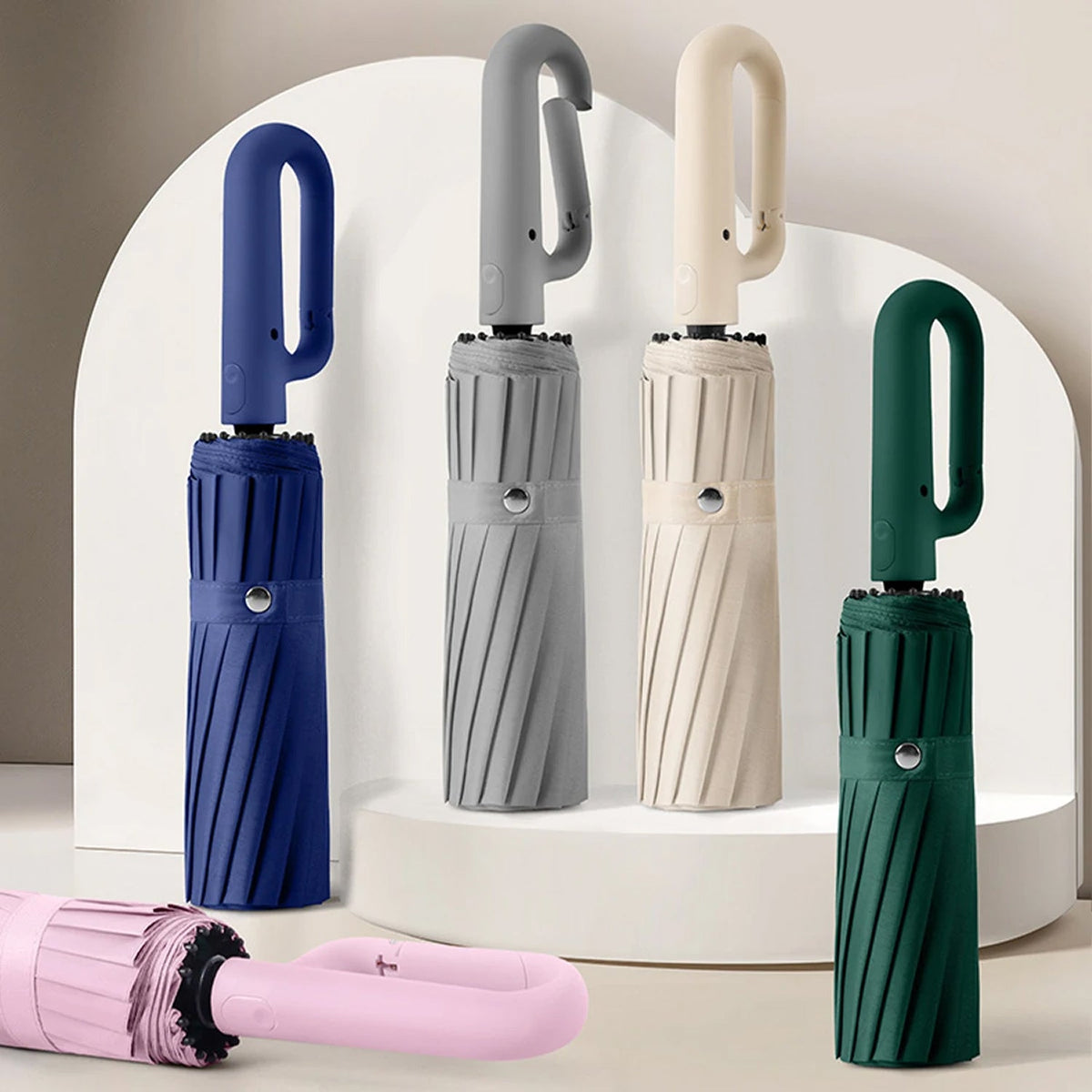 Robuuste, windbestendige paraplu met automatische opening en een doek van 47 inch – versterkte bescherming tegen storm, met één druk op de knop te openen, compact op te vouwen tot 15 inch voor