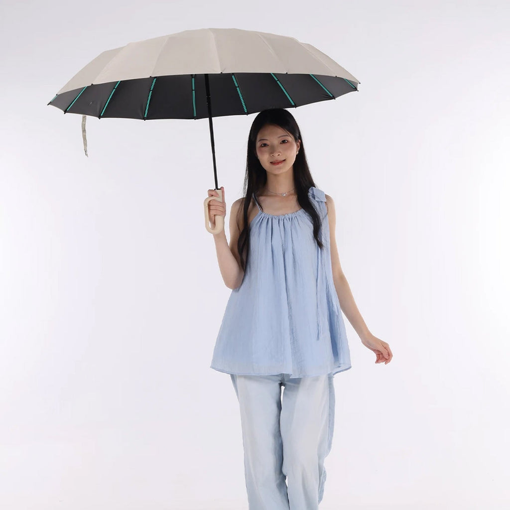 Robuuste, windbestendige paraplu met automatische opening en een doek van 47 inch – versterkte bescherming tegen storm, met één druk op de knop te openen, compact op te vouwen tot 15 inch voor