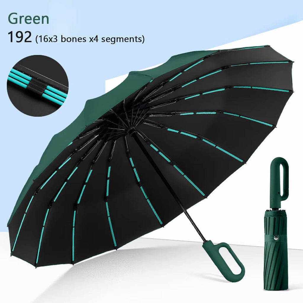 Robuuste, windbestendige paraplu met automatische opening en een doek van 47 inch – versterkte bescherming tegen storm, met één druk op de knop te openen, compact op te vouwen tot 15 inch voor