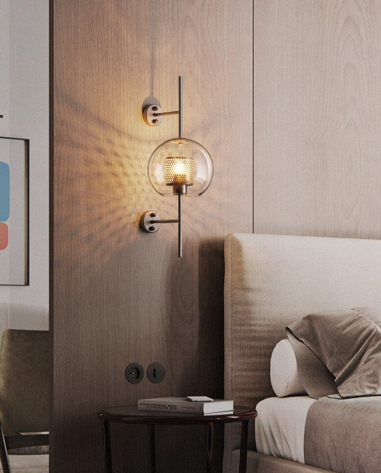 Adriel - Modern Honeycomb Brass & Glass Wall Sconce