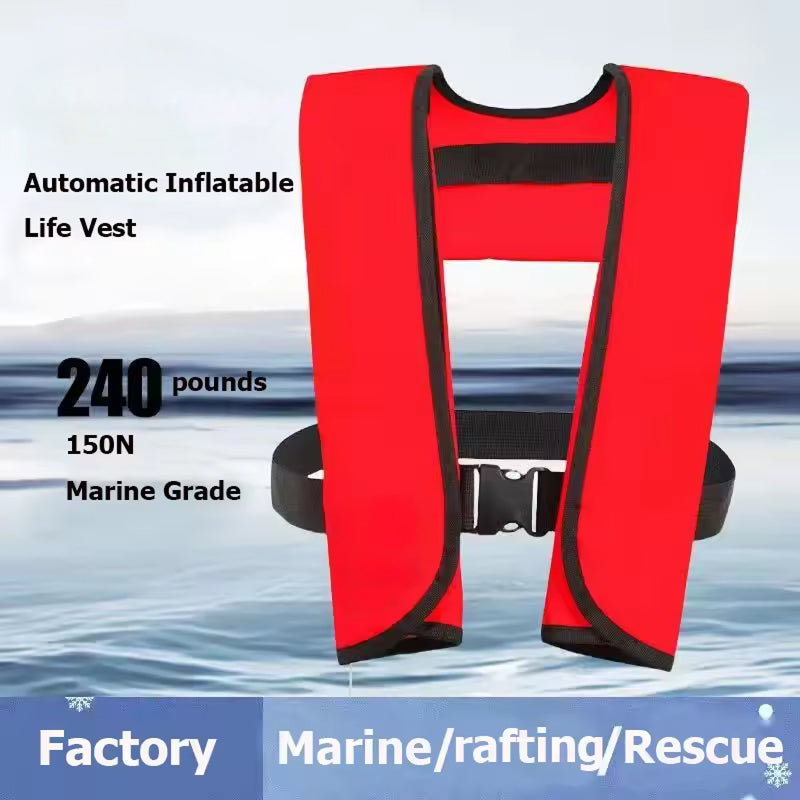 Neoprene Auto-Inflating Vest — 150N, SOLAS Reflective, 3-5 Sec, 330 lbs