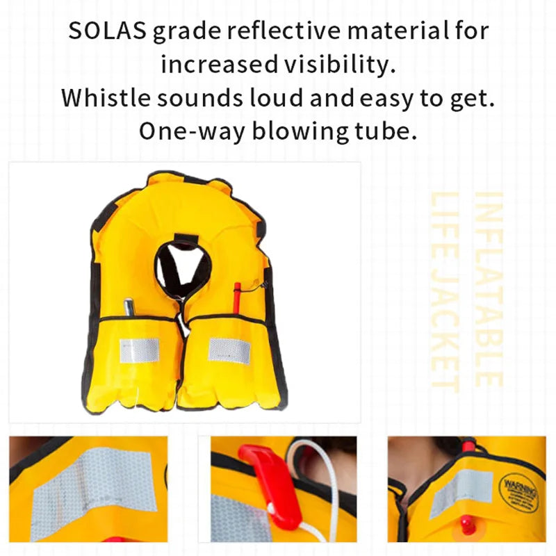 Neoprene Auto-Inflating Vest — 150N, SOLAS Reflective, 3-5 Sec, 330 lbs