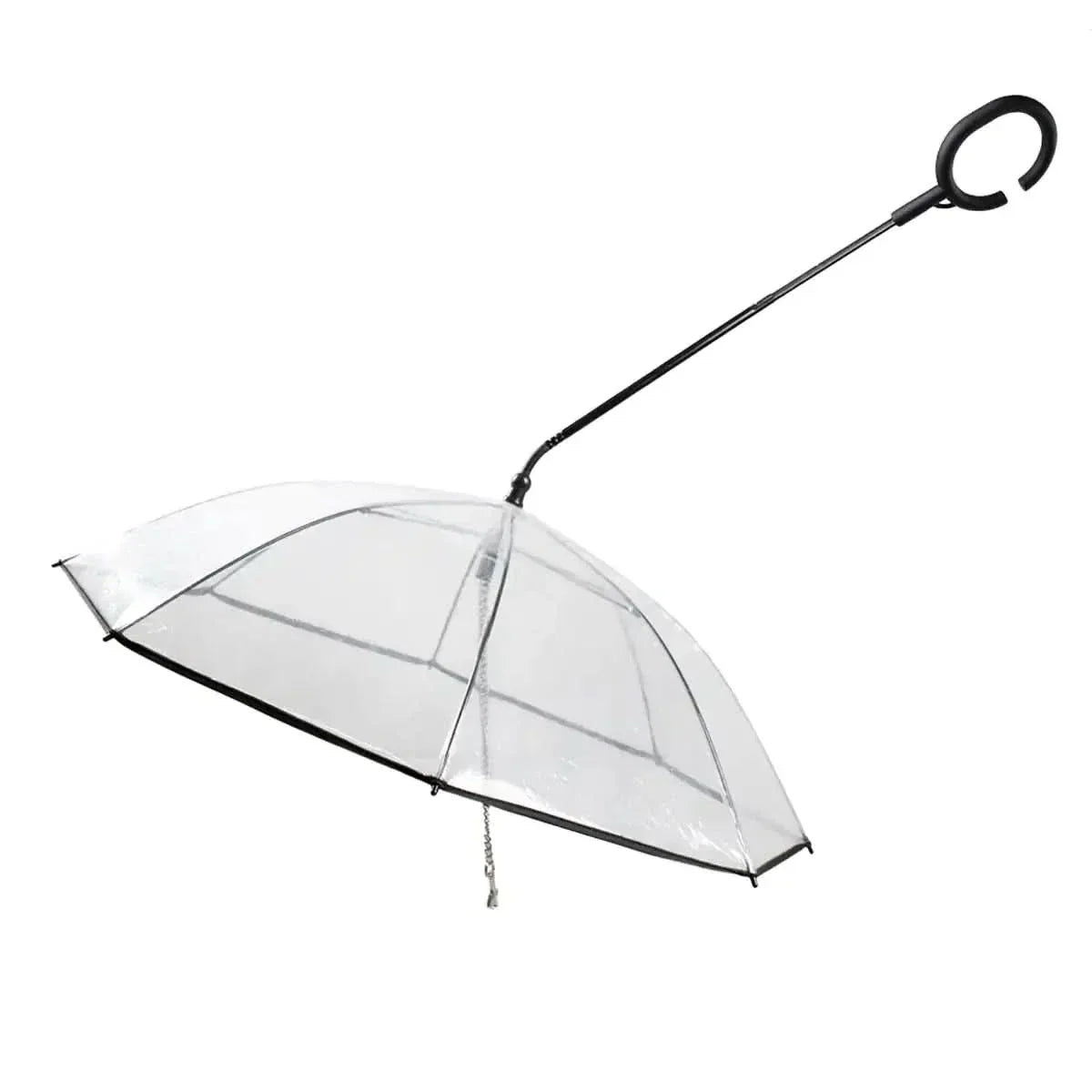 AquaShield Clear Dog Umbrella — Transparent Canopy, Leash-Attach Mount