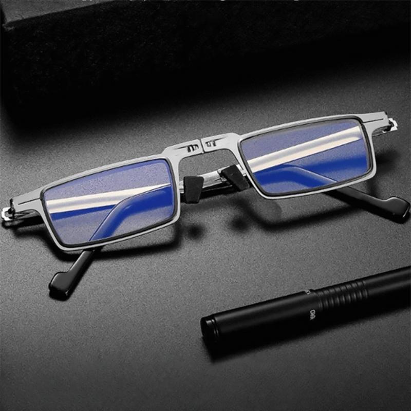 Gafas de lectura plegables de titanio — Filtro de luz azul, almohadillas nasales antideslizantes