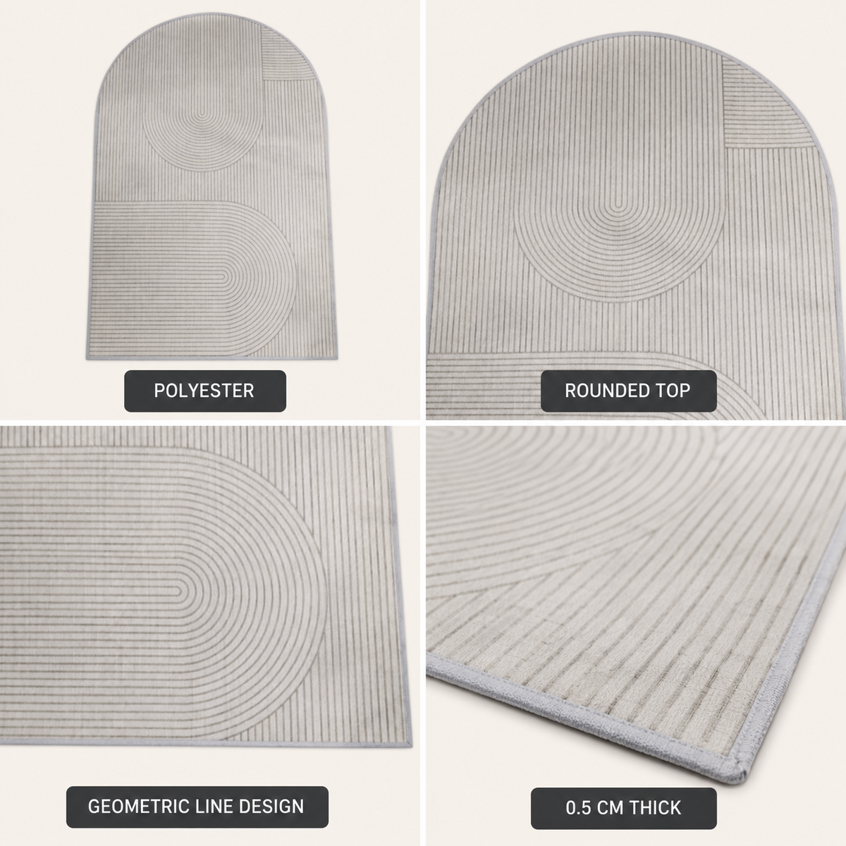 Bodenschutzmatte für Bürostühle — rutschfestes Polyester, Creme oder Grau