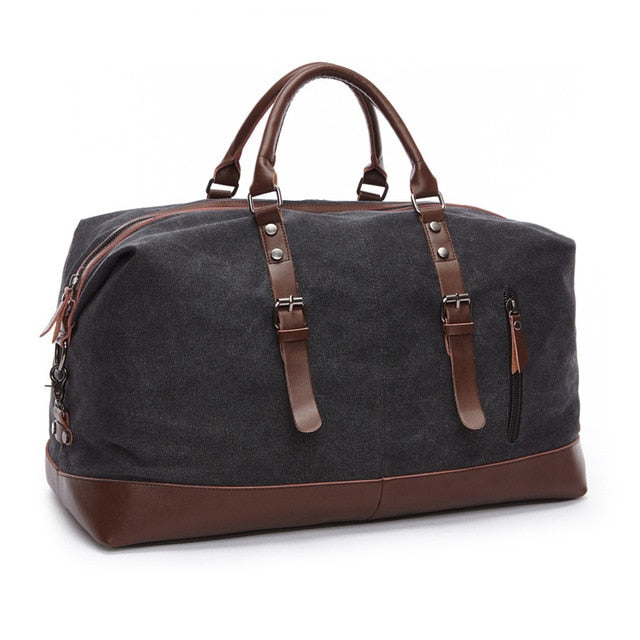 Canvas- und Leder-Reisetasche — Schulterriemen für Wochenendreisen