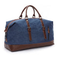 Weekendbag i skinn og kanvas — vintagebag for overnatting, vanntett belegg