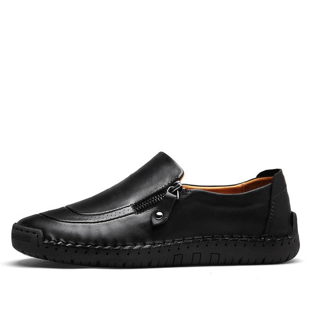 Men's Water-Resistant Leather Slip-On Loafers, Cushioned Insole