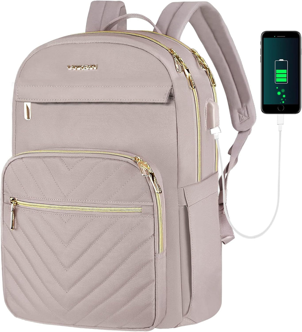 Rucsac căptușit pentru laptop de 15.6 inch, pentru femei — rezistent la apă, cu port USB