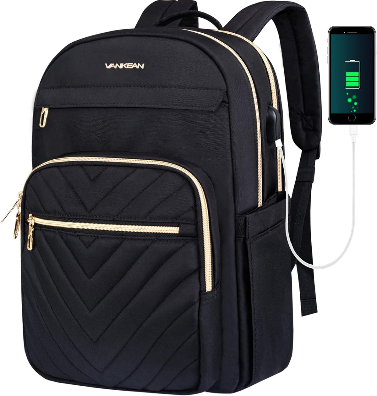 Rucsac căptușit pentru laptop de 15.6 inch, pentru femei — rezistent la apă, cu port USB