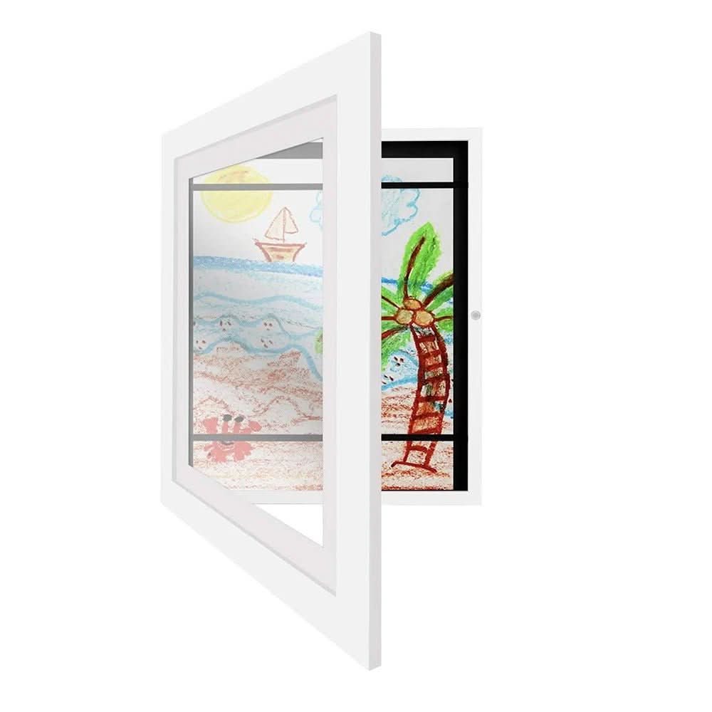 KeepsakeFrame för förvaring av barnteckningar – rymmer 150 alster, snabbväxlande galleridesign