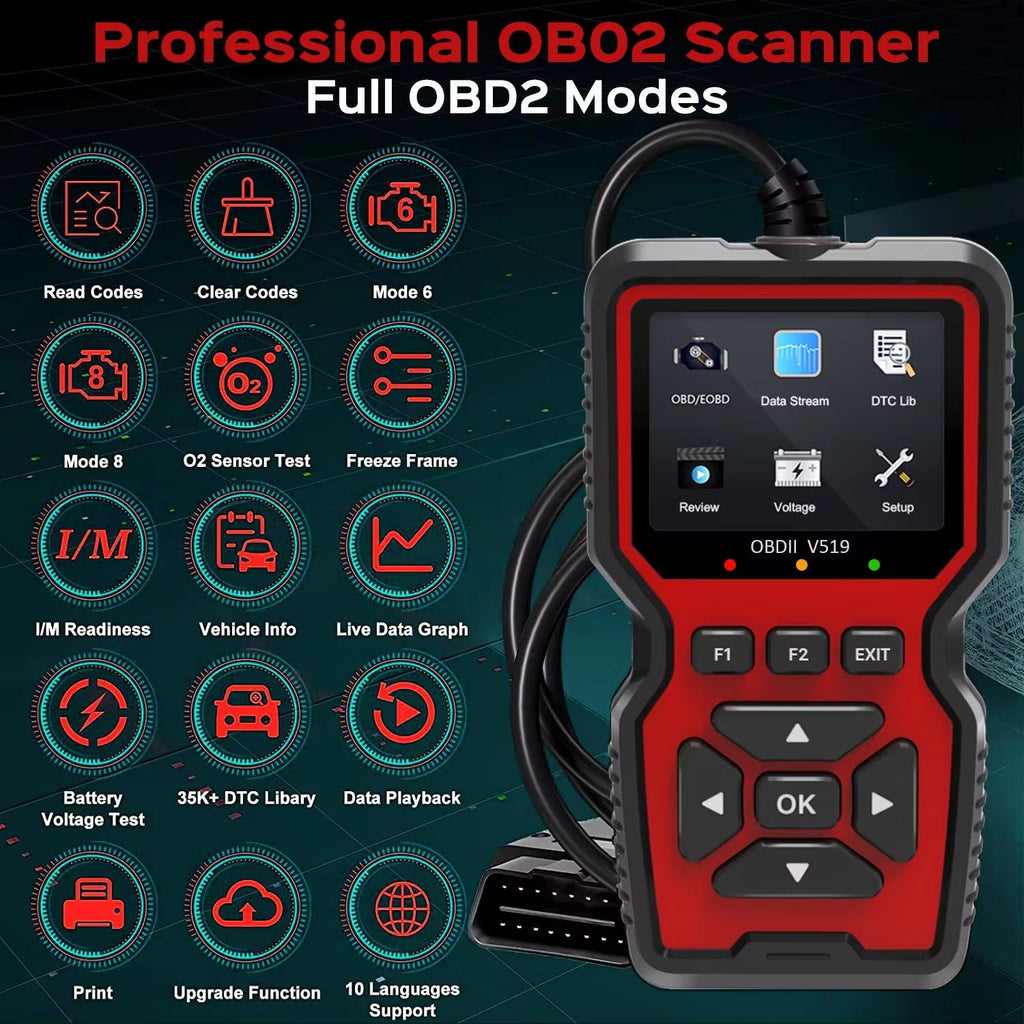 OBD2-diagnosescanner — kleurendisplay van 2.8 inch, meer dan 35,000 codes