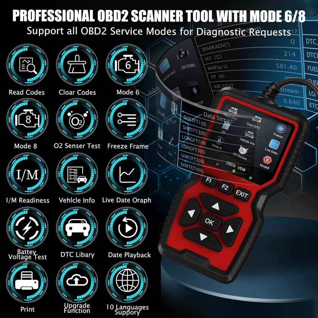 OBD2-diagnosescanner — kleurendisplay van 2.8 inch, meer dan 35,000 codes