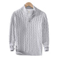 Pull homme texturé en maille à demi-zip avec col côtelé