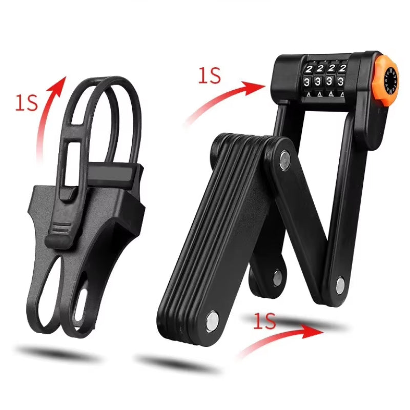 4-Digit Combo Folding Bike Lock — Heavy-Duty Steel Chain Security