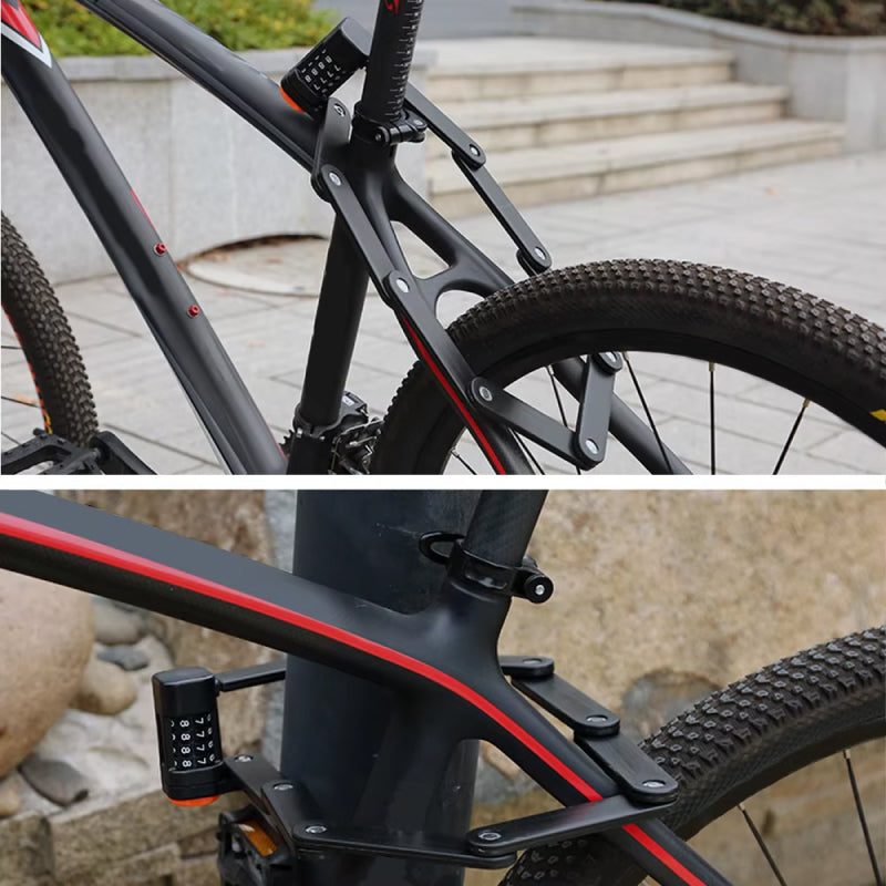 4-Digit Combo Folding Bike Lock — Heavy-Duty Steel Chain Security
