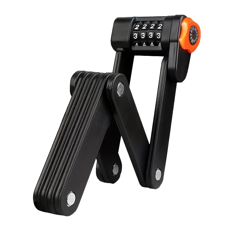 4-Digit Combo Folding Bike Lock — Heavy-Duty Steel Chain Security
