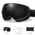 Maschera da sci e snowboard antiappannamento — UV400, OTG, leggera, 4 oz