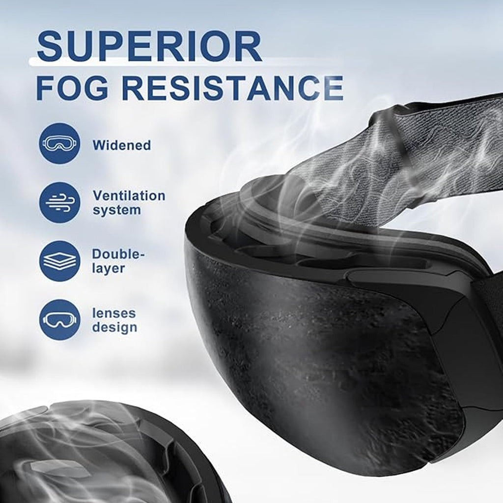 Maschera da sci e snowboard antiappannamento — UV400, OTG, leggera, 4 oz