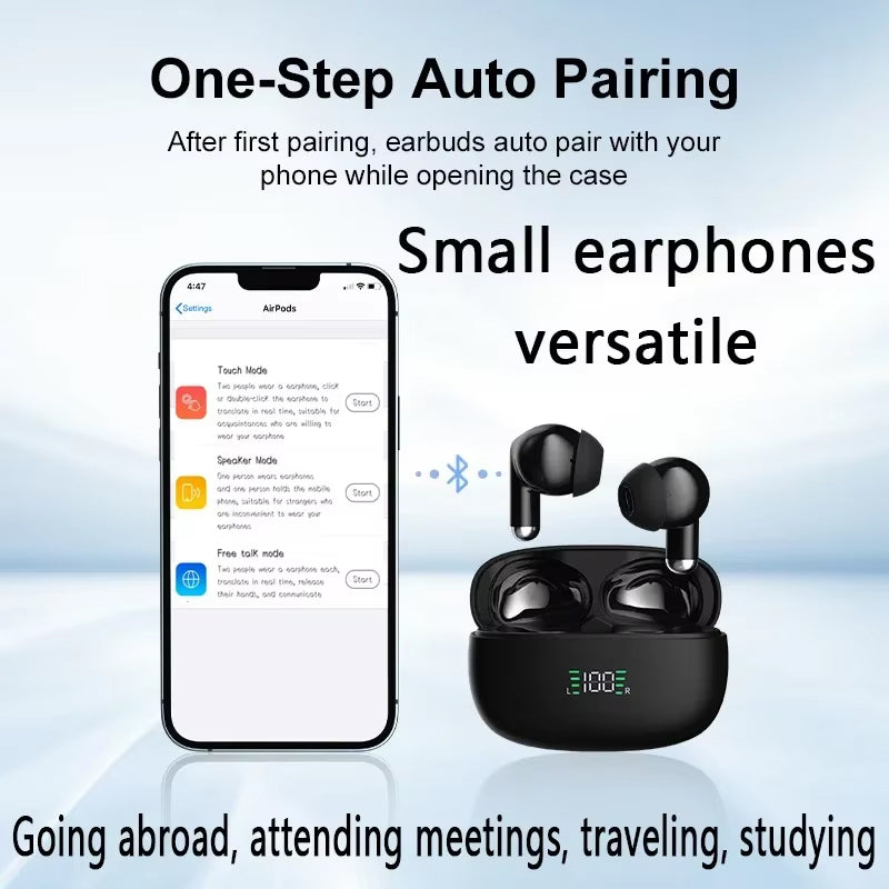 Realtime vertalende oordopjes — 144 talen, Bluetooth 5.3
