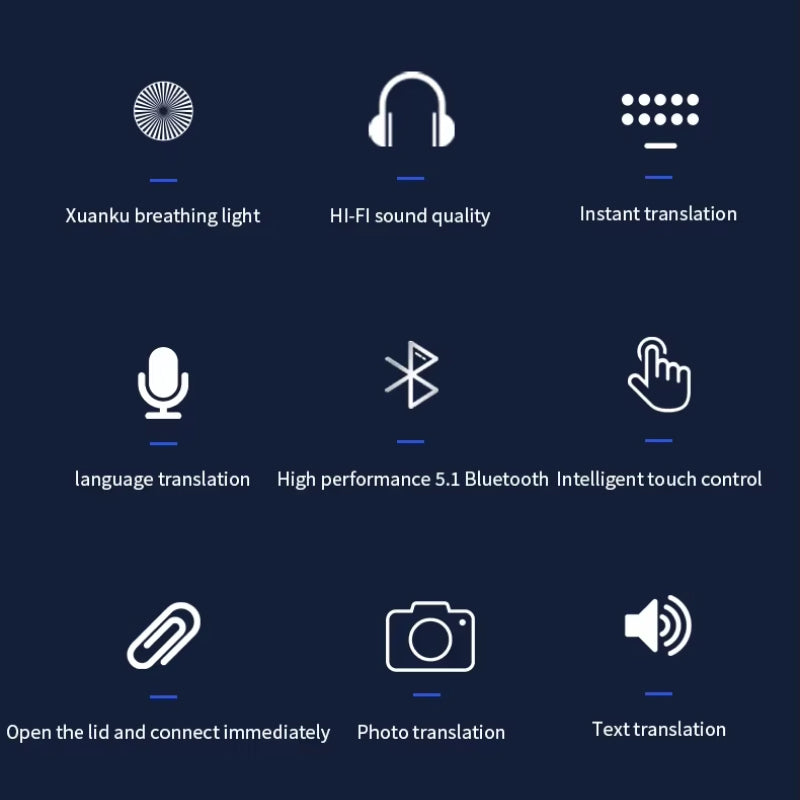 Realtime vertalende oordopjes — 144 talen, Bluetooth 5.3