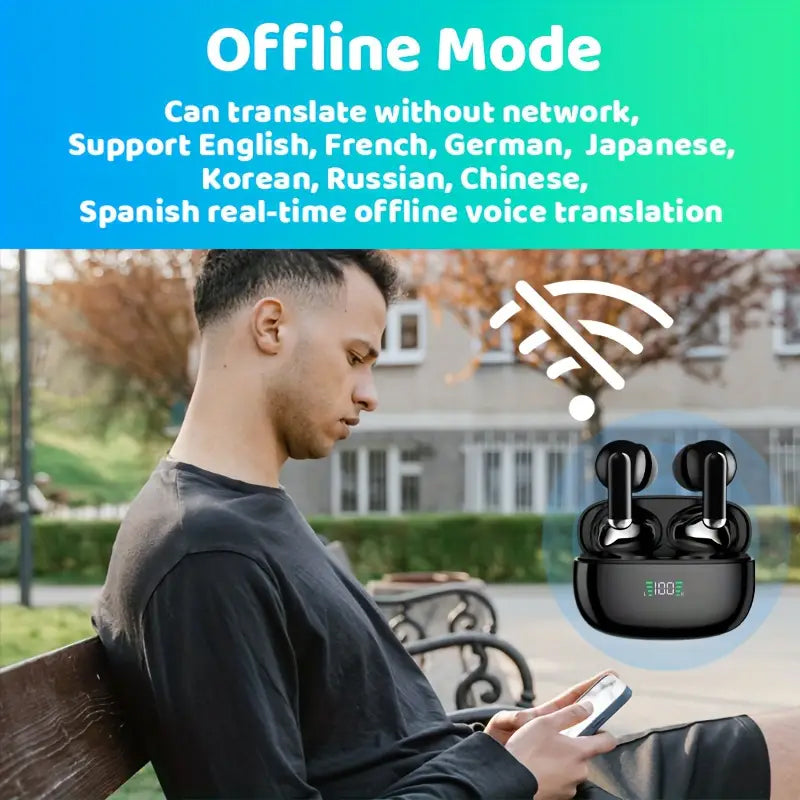 Realtime vertalende oordopjes — 144 talen, Bluetooth 5.3
