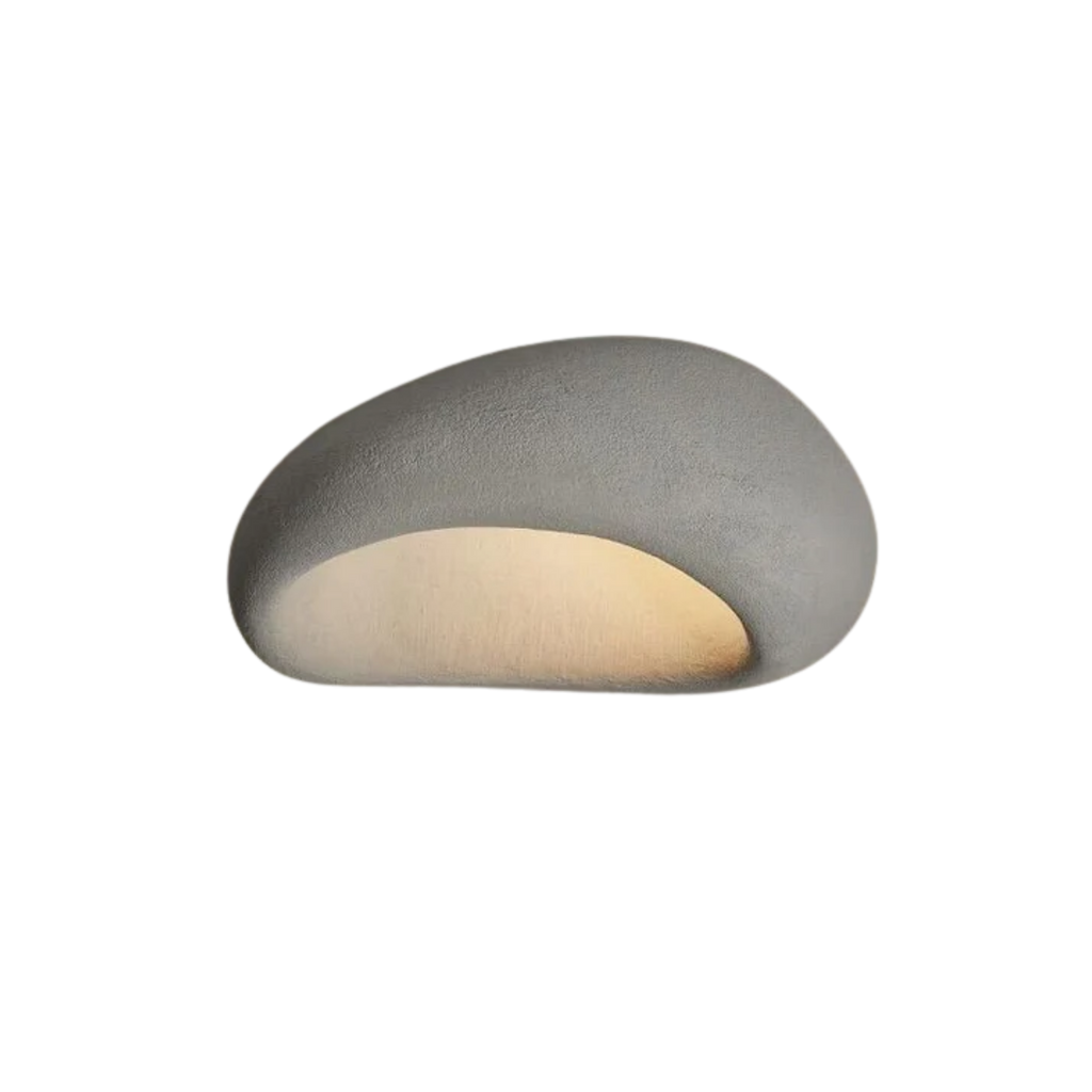 Wabi Sabi LED Ceiling Light — Sculpted Pebble Shape, Flush Mount Design