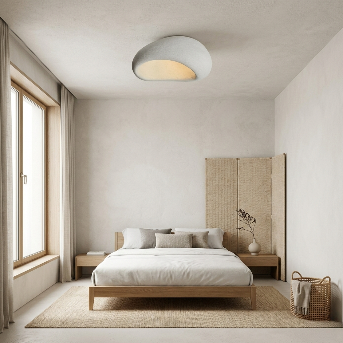 Wabi Sabi LED Ceiling Light — Sculpted Pebble Shape, Flush Mount Design