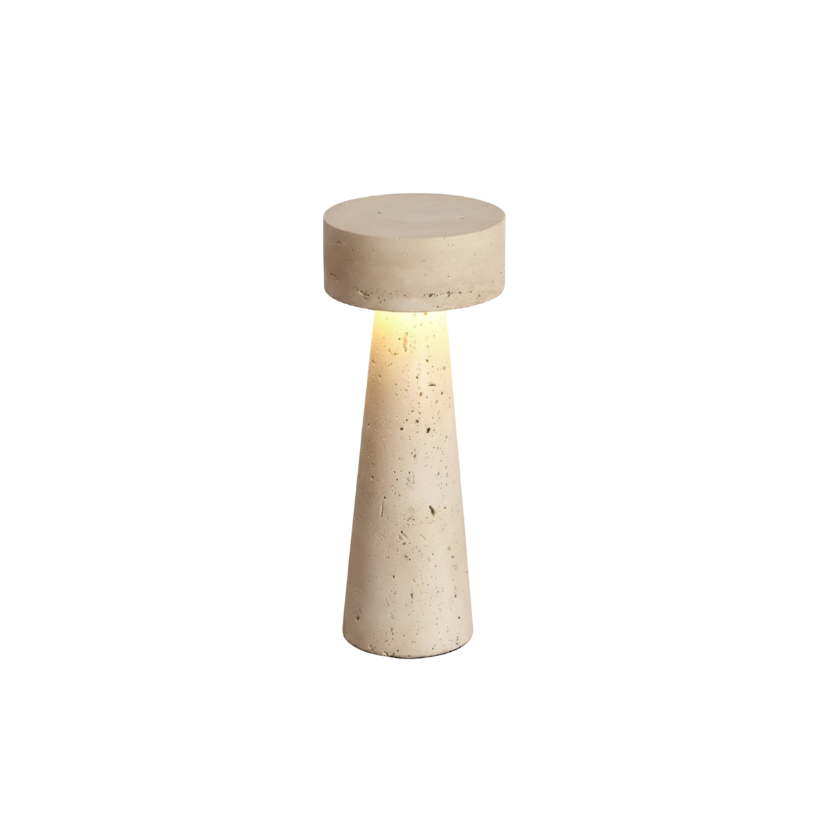 Wabi Sabi Mushroom LED Table Lamp — Travertine Stone Top