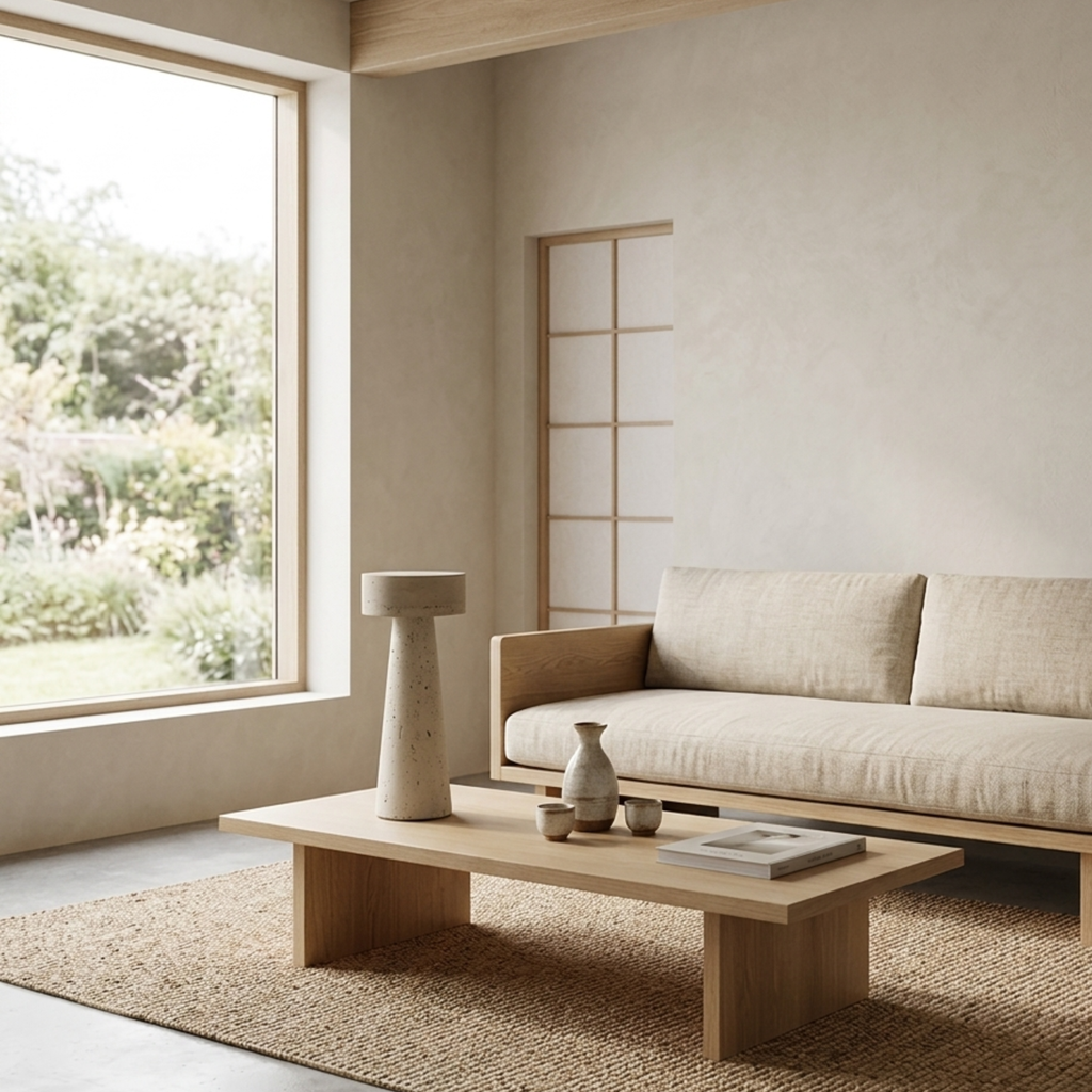 Wabi Sabi Mushroom LED Table Lamp — Travertine Stone Top