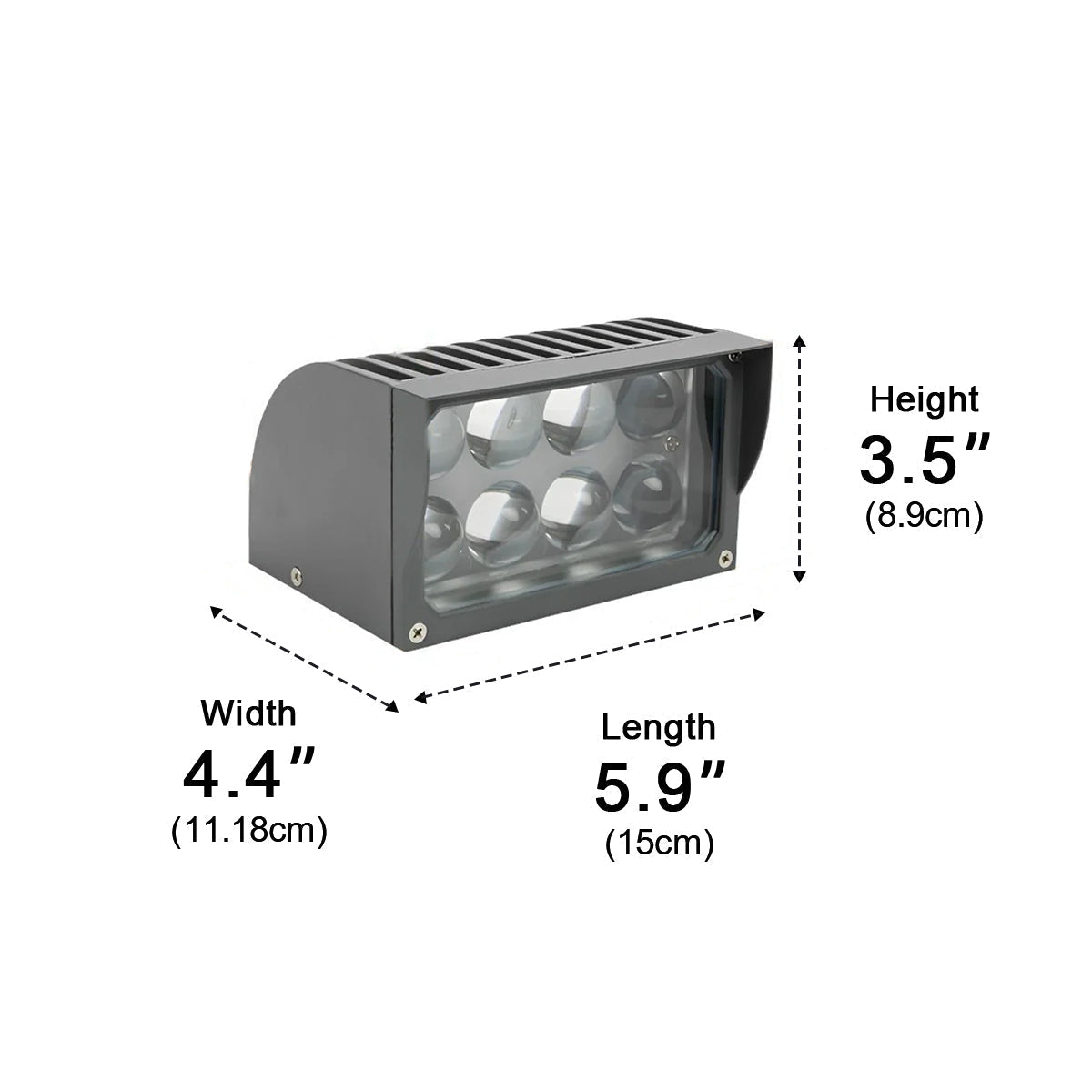 Šedý nastavitelný voděodolný LED reflektor, tlakově litý hliník, 20W-80W