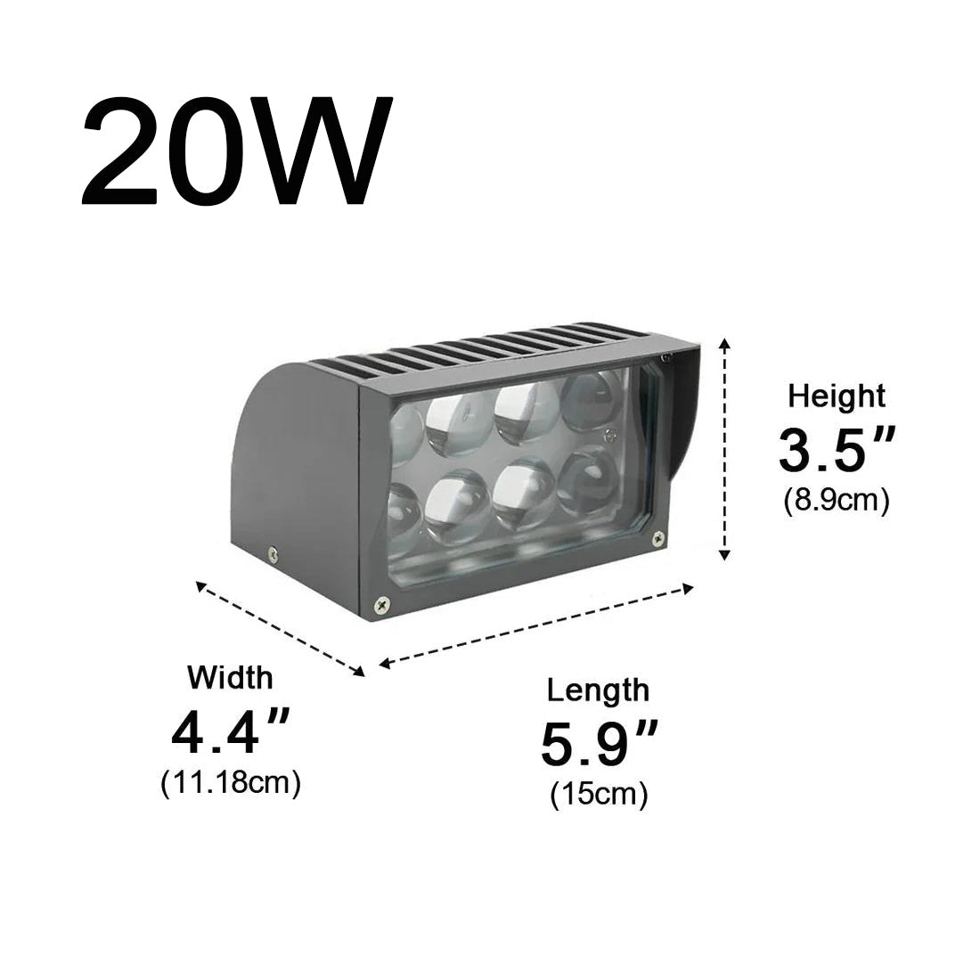 Šedý nastavitelný voděodolný LED reflektor, tlakově litý hliník, 20W-80W